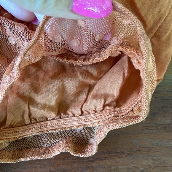 Free People Call Me Later bodysuit ruffle sleeves deep v copper flouncy medium - Picture 12 of 16